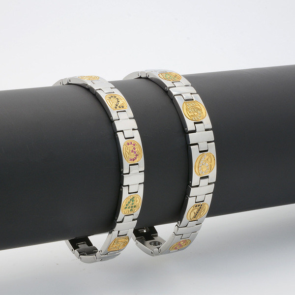 Retro creative Arabic bracelet stainless steel with zircon
