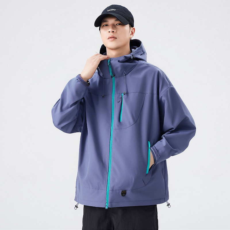 Spring and Autum Jacket Men's Spring and Autum Outdoor Windproof and Waterproof Mountaineering Clothing Work Jacket Hooded Jacket with Printable Logo