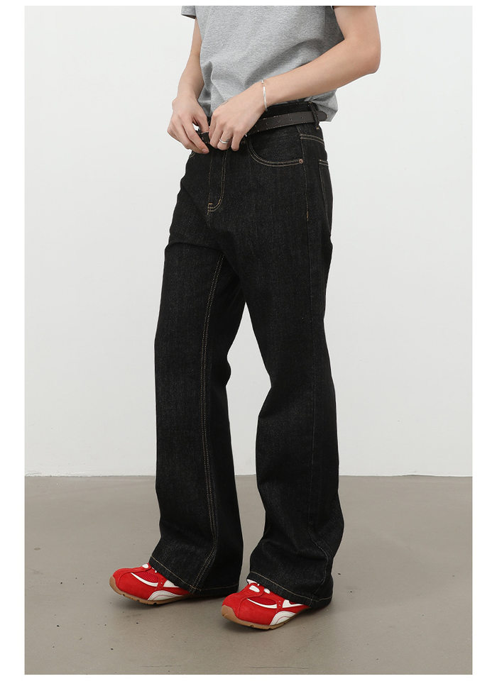 Quần jeans nam dáng suông hơi rộng, ống đứng, lưng giữa, phong cách Hàn Quốc — màu xanh, màu đen chi tiết 18