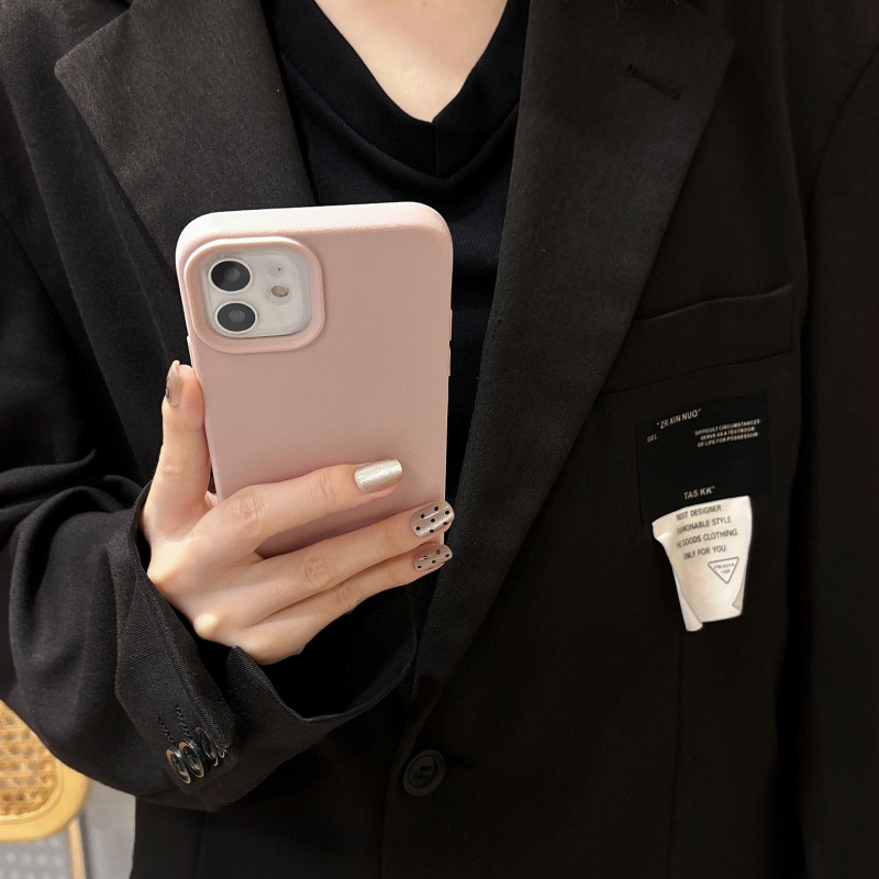 Apple 16promax 携帯電話ケース iphone15/13 ソリッドカラー 14plus レザーテクスチャ素材 12/11 シリコーンに適しています。|undefined
