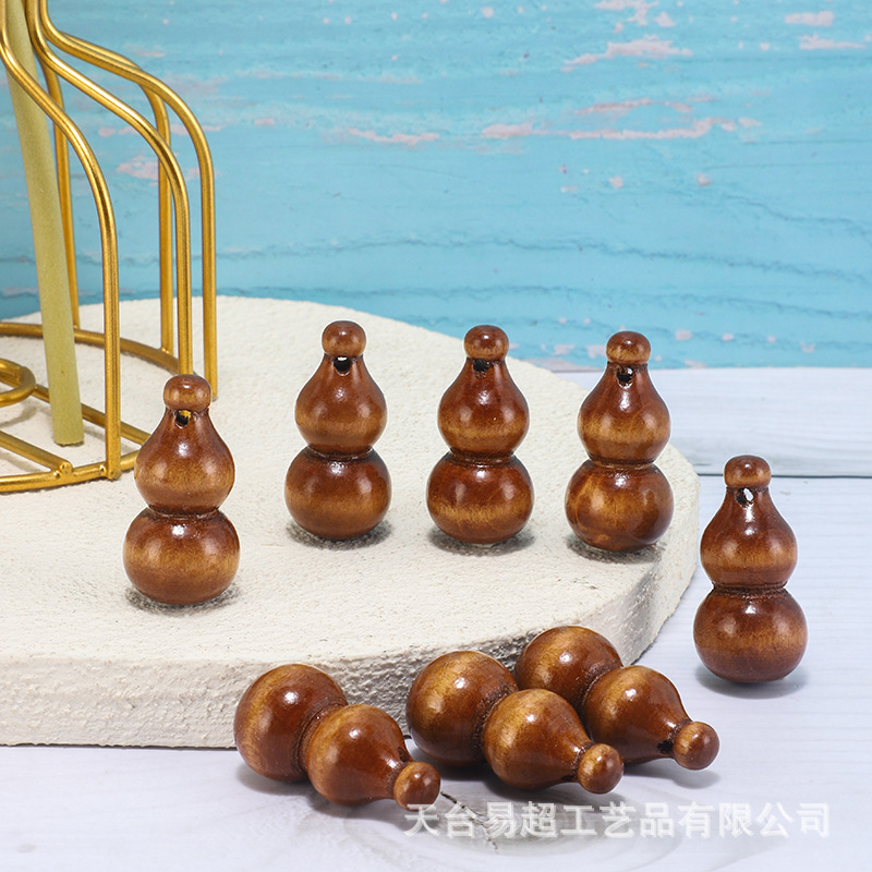 跨境木葫芦木制工艺品挂件实木深色创意木葫芦佛珠手串配件挂件