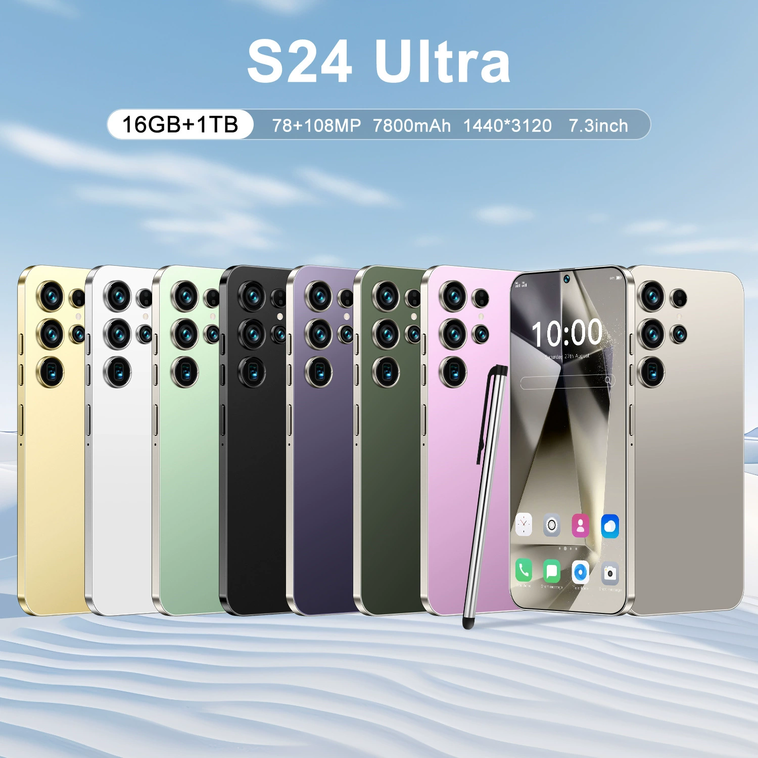 Смартфон S24 Ultra, 4G восьмиядерный, 7,3" (Android 8.1), 2+16 ГБ, 7800 mAh