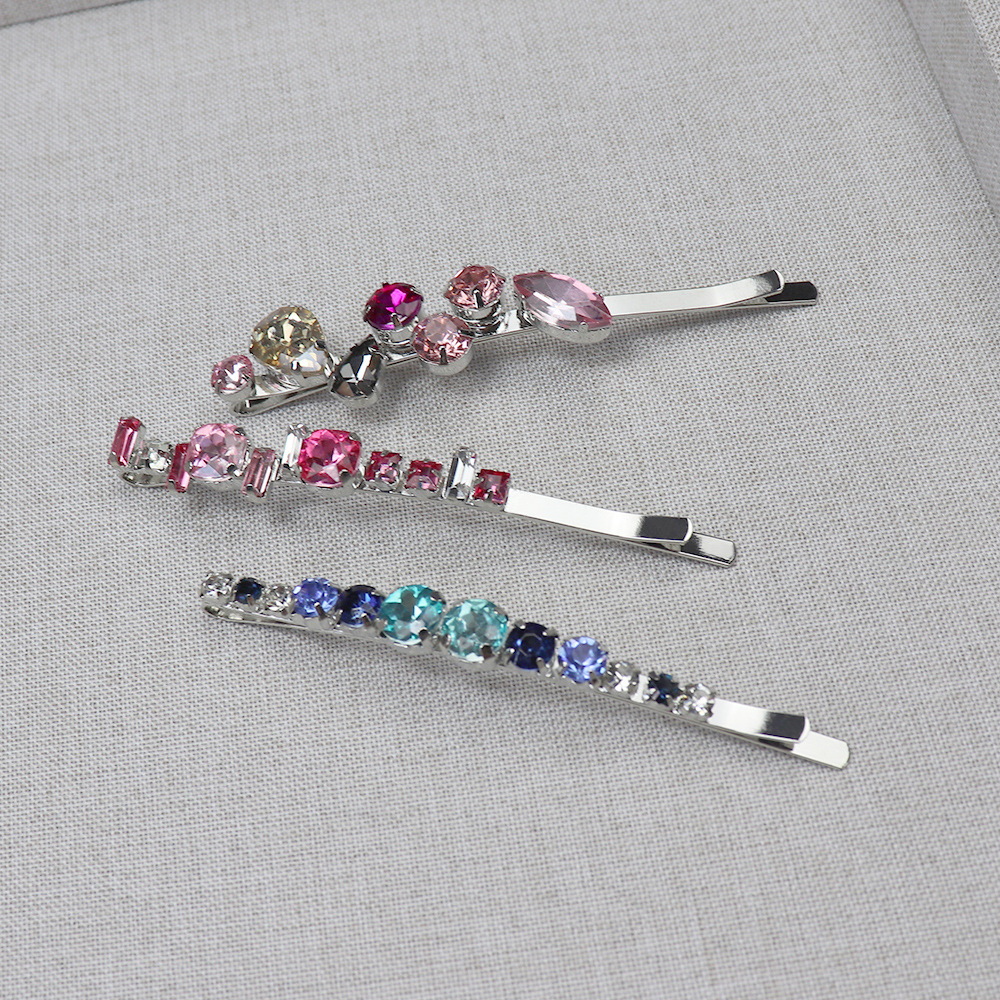 Japanese Niche Design Colorful Gemstone Simple Hairpin Bobby Pin Side Clip Bangs Clip Collection