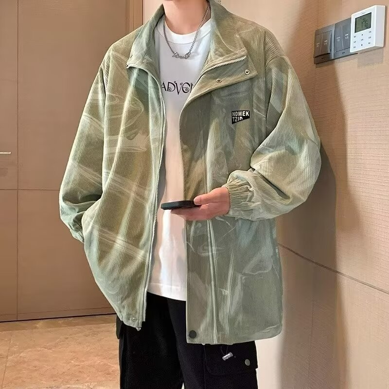 Solid color corduroy men's Japanese retro jacket