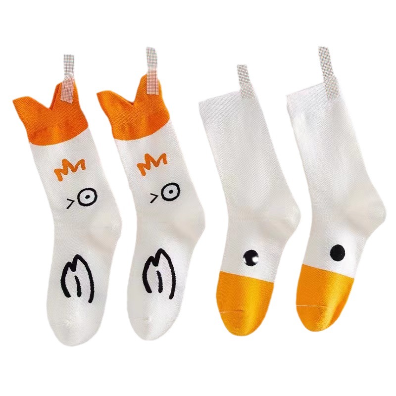 Autumn and winter new socks women's cute cartoon big white goose in the tube fashion Joker net red socks small yellow duck manufacturers wholesale