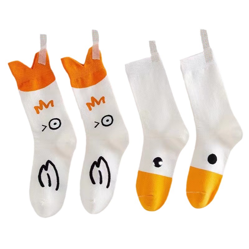 Socks Women's Mid-length Socks ins Trendy Cute Japanese-style Cartoon Stacks High-value College-style All-match Outer-wear Stockings