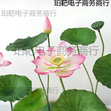 荷花仿真花假荷叶莲花客厅塑料PU假花装饰水池摆件拍照拍摄道极凯