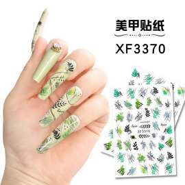 跨境专供新款美甲贴纸春夏花草蝴蝶夏季指甲贴背胶XF3370-3382