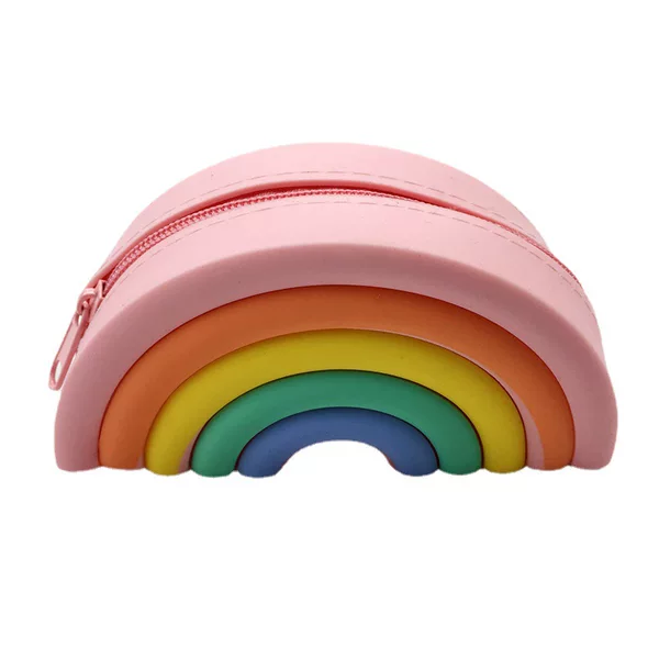 Wholesale Creative Silicone Gel Drop Coin Purse Student Large Capacity Rainbow Stationery Bag Cosmetic Storage Cosmetic Bag