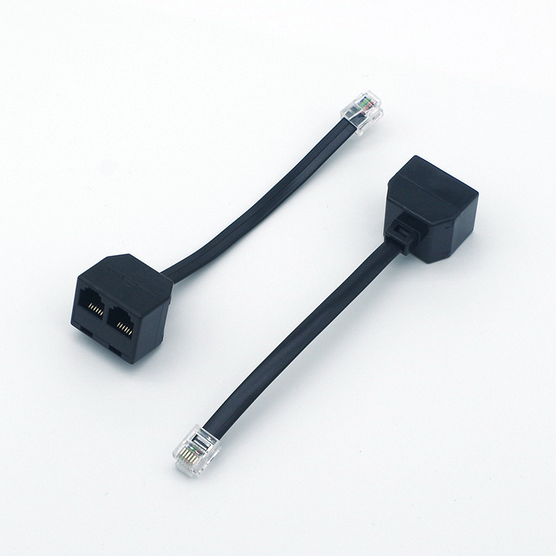 L102 6P6C RJ12˫�׵绰ת��ͷ 6о�绰������ ��ɫ����10cm�ɶ�