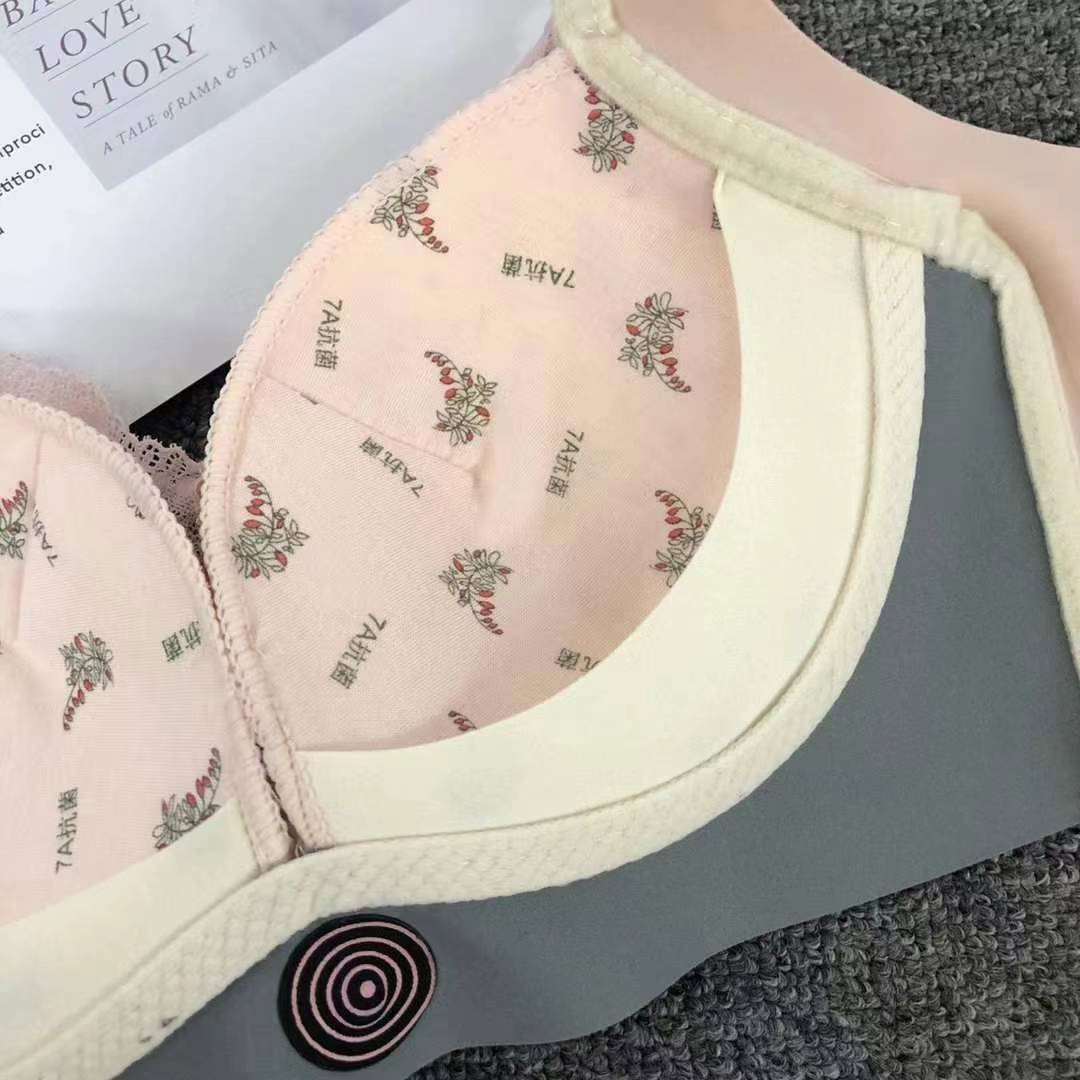 Nuevo sujetador de alta calidad de moda de encaje jacquard transpirable y cómodo ajuste lateral de pecho de cuatro botones ropa interior mujer