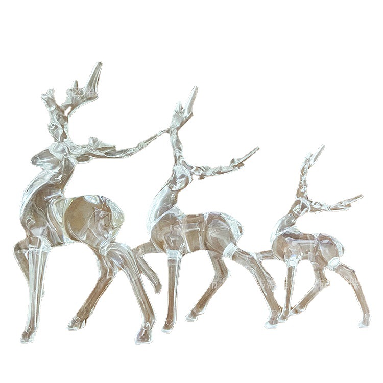 販売アクリル透明鹿クリスマス装飾鹿水晶鹿ニホンジカトナカイ走る鹿白胚クリスマス装飾品