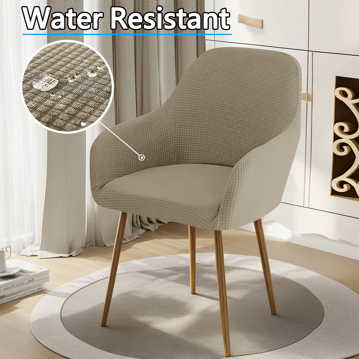 Amazon transfronteriza impermeable agitación de lana nueva cubierta de silla de arco elástica granos de maíz de alto reposabrazos cubierta de silla de comedor de hotel de forma especial