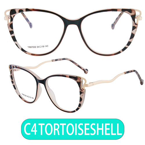 87055 Cross-border TR90 leopard print glasses frame cat eye anti-blue light glasses frame radiation resistant computer optical frame