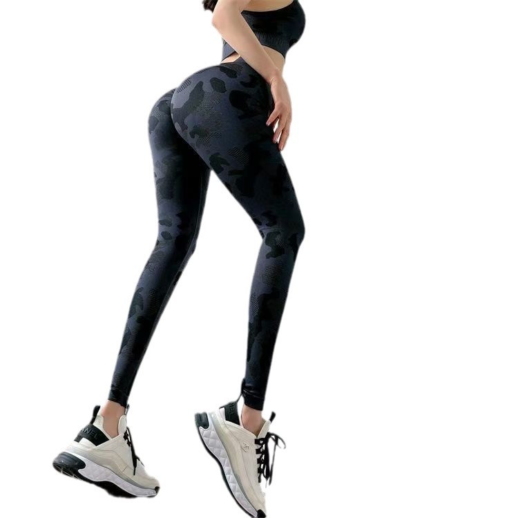 Cross-border camuflaje ajustado pantalones de gimnasio elásticos pantalones de elevación de cadera alta pantalones de yoga secado rápido