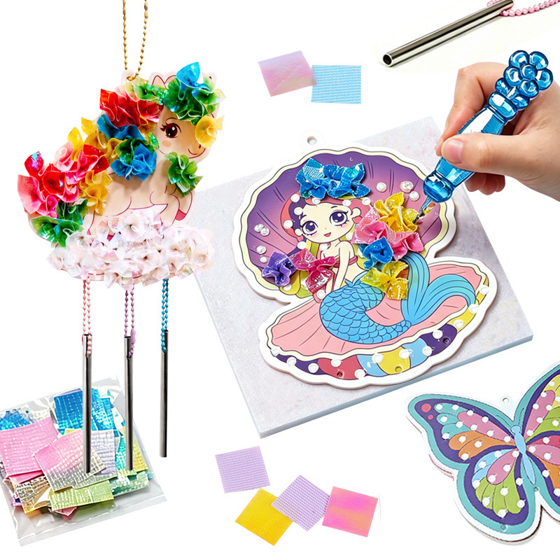 Cross-Border DIY Children's Craft Punch Board Decorations Wind Chimes Educational Art Creative Hanging Ornaments Craft Set