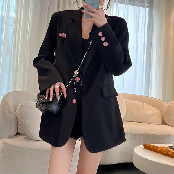 Korean Stil Freizeit Blazer Für Damen Klassisch Lockerer Schnitt_voghion.com