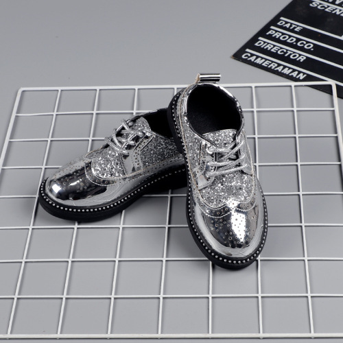 Children's glossy leather shoes, baby hosting performance, lace-up children's shoes, boys and girls fashionable PU single leather shoes, drop shipping