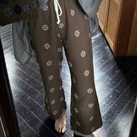 现货Owis奈良少女重磅刺天丝棉麻超显瘦清凉微喇长裤遛弯裤  设计