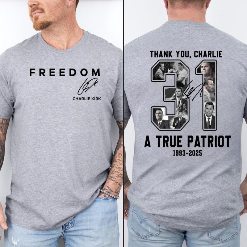 【跨境欧码】Freedom Charlie Kirk 2025 T-Shirt , True Patriot|undefined