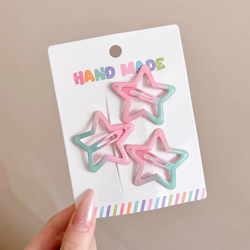 Pinza bb de color dopamina para niños cabello roto estrella de cinco puntas horquilla para niñas que no lastima el cabello, pinza para el cabello con flequillo para bebés, accesorios para el cabello lindos