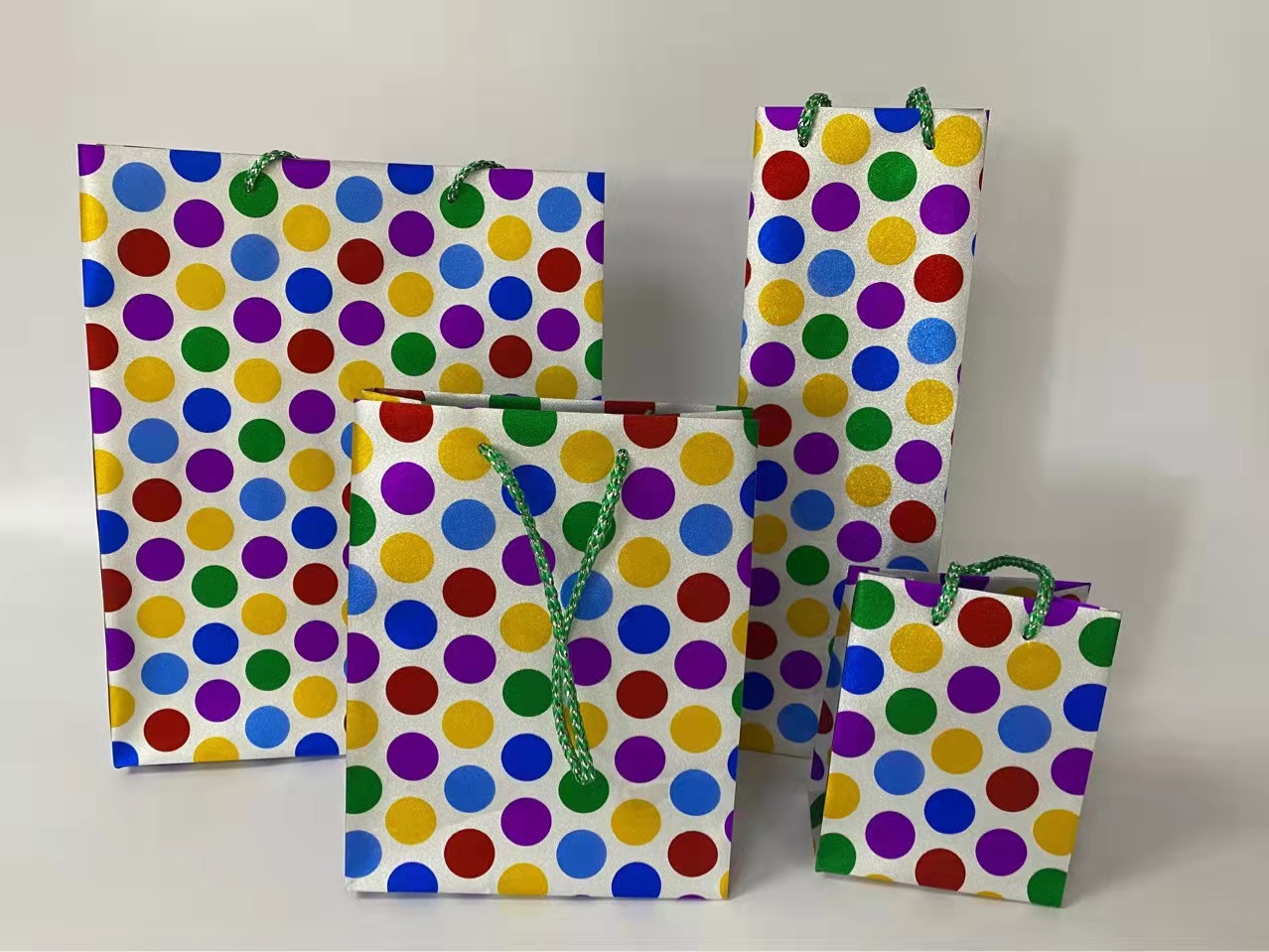 外贸出口金葱膜pp塑料袋 创意亮闪彩色圆点金葱膜手提礼品袋 批发