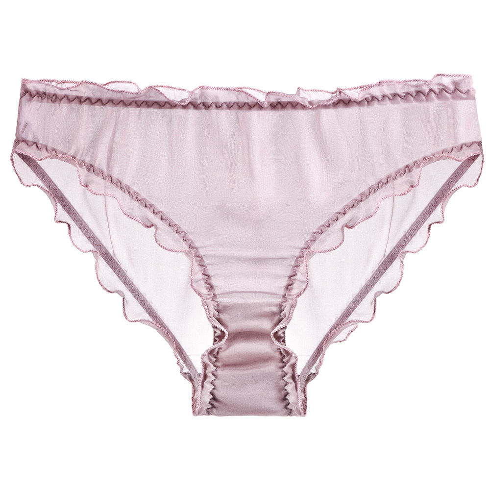 Lady Mulberry Silk Panties Translucent Chiffon Sexy Briefs Ruffled Underwear - Picture 19 of 23