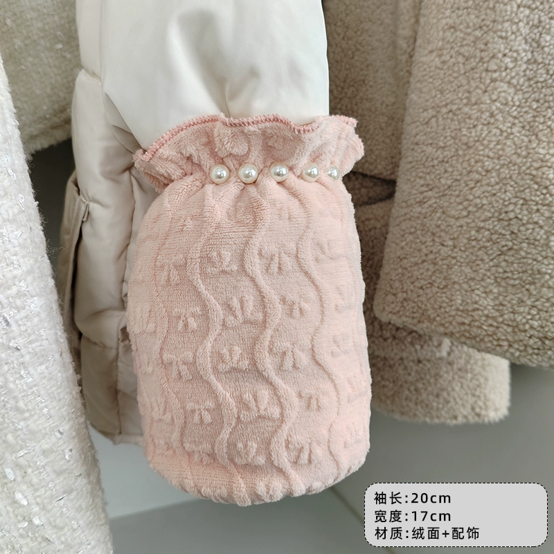 Lace demi-season sleeves, white down jacket, anti-dirty