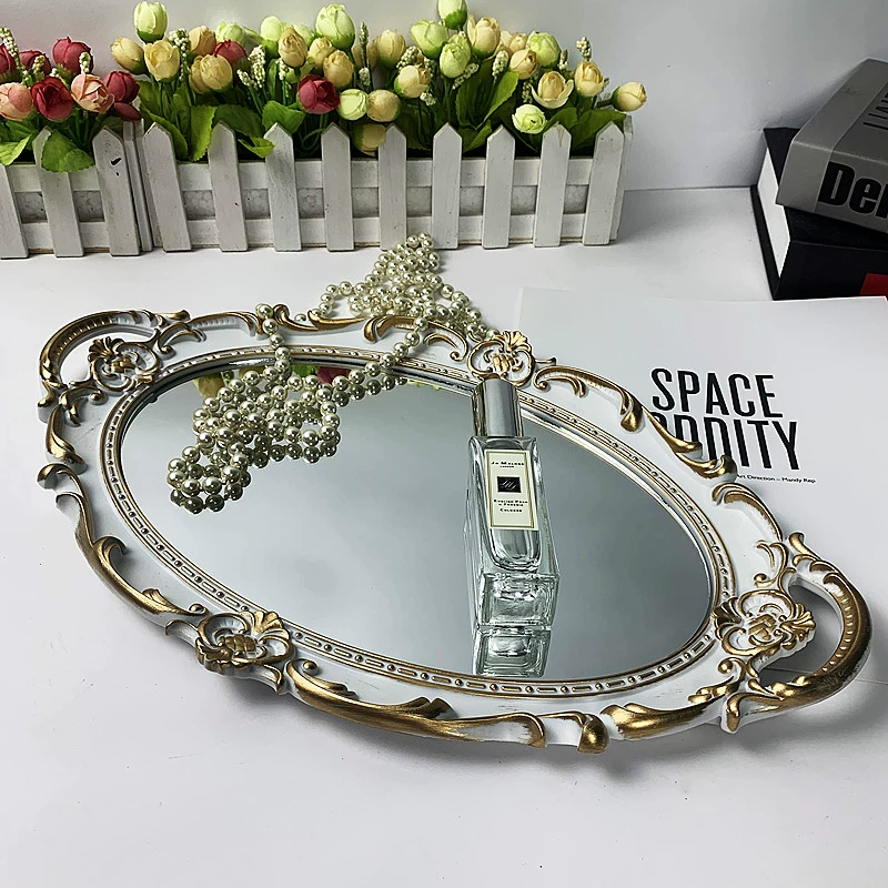 Новый реквизит для стрельбы Овальный Ретро зеркальный лоток туалетный столик лоток для хранения косметики Amazon export