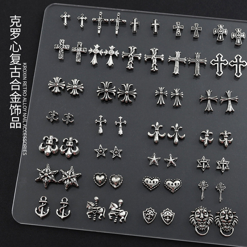Super Complete Crow Heart Collection Dark Alloy Nail Art Jewelry Cross Decoration Retro Metal Accessories Heart Diamond Super Complete Crow Heart Collection Dark Alloy Nail Art Jewelry Cross Decoration Retro Metal Accessories Heart Diamond