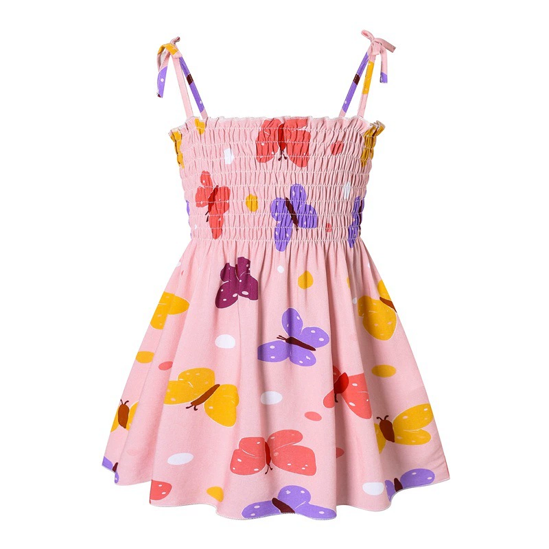 Girls' Summer Princess Slip Dress, Floral & Cherry Prints, Sizes for 90–130 cm