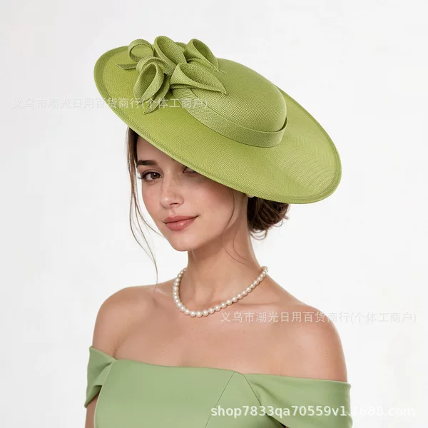 European and American New Style Retro Wide-Brimmed Faux Linen Hat for Ladies' Tea Parties and Extravagant Large Hats for Parties