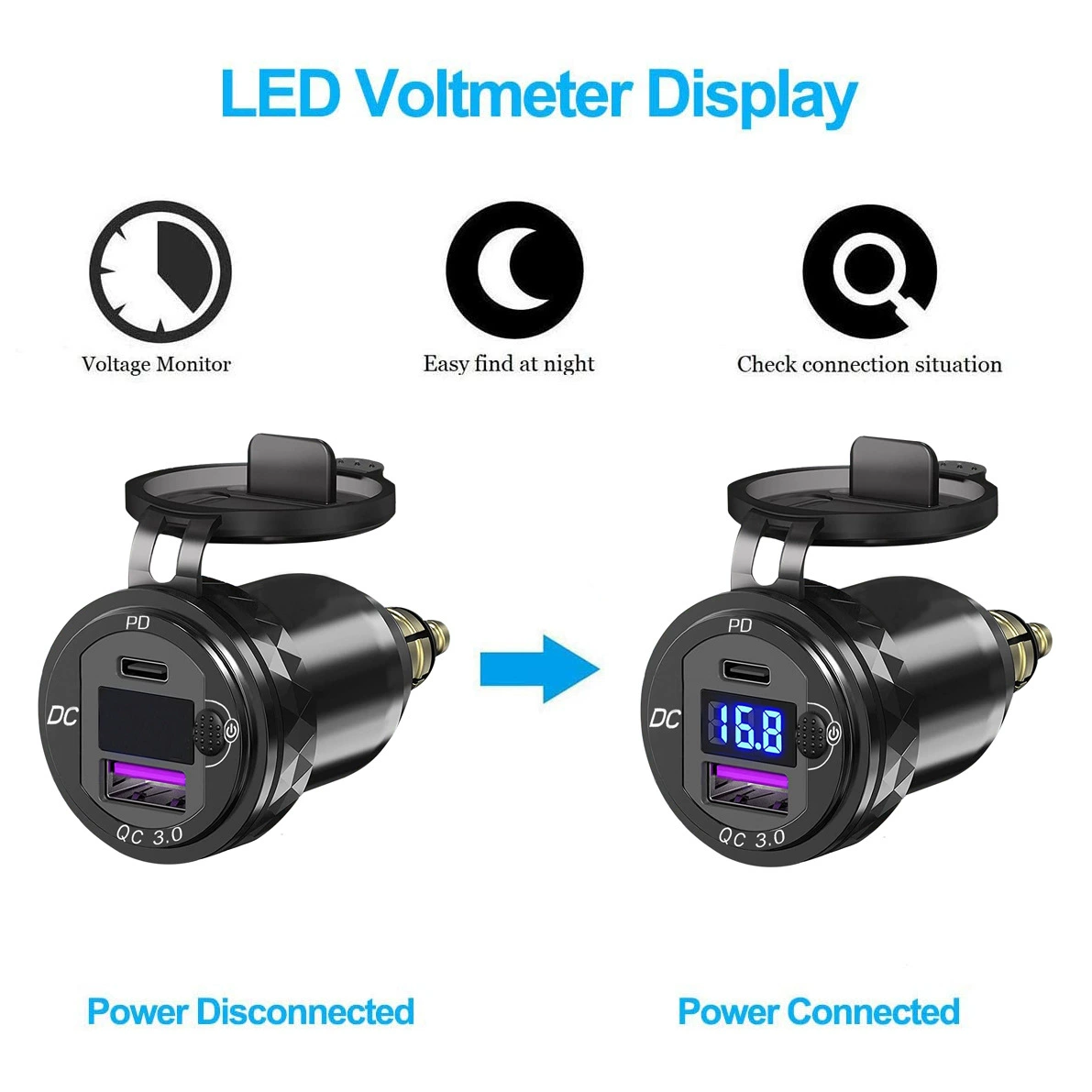 Vehicle-mounted charger 2024 compatible motorcycle Ducati BMW USB cigarette lighter fast charge female socket power source car charger