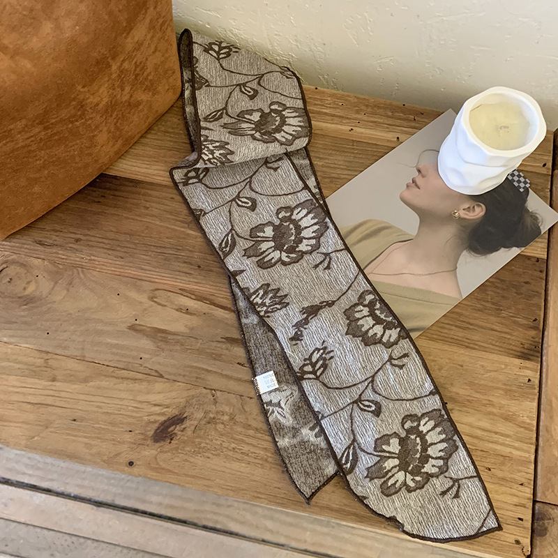 Pañuelo de seda, tira larga, estampado de alta calidad, bolso atado, decoración de cinta, accesorios de regalo, pañuelo de seda, estilo antiguo, diadema al por mayor