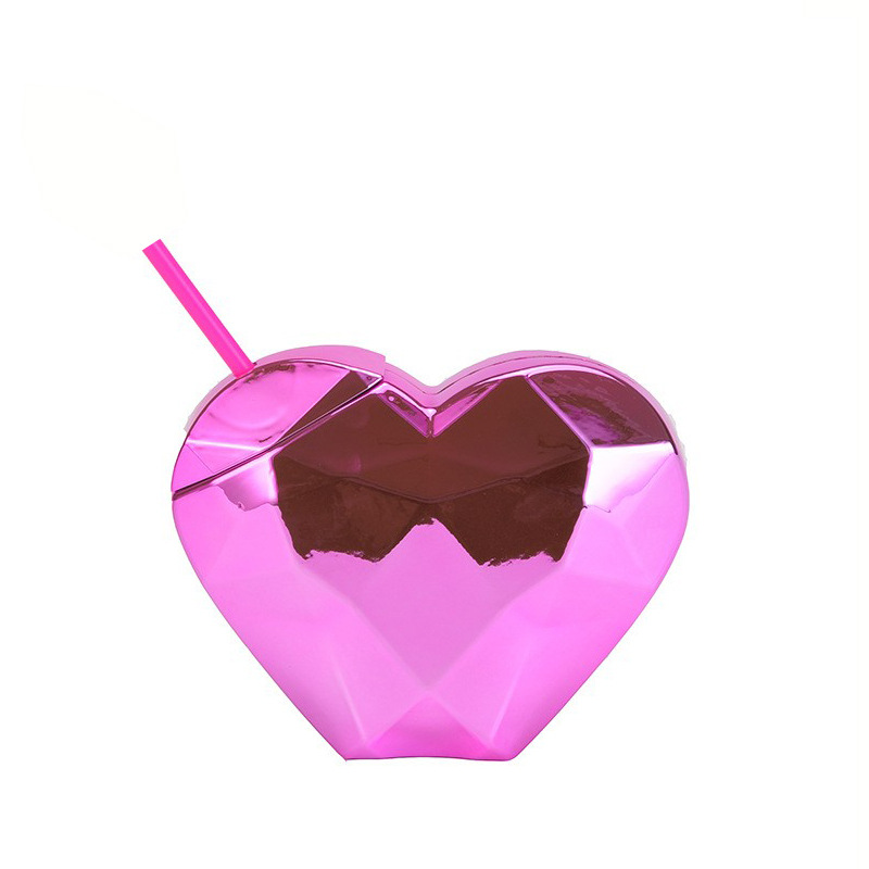 2024 transfronteriza europea y americana en forma de taza de agua creativa en forma de corazón taza de paja de plástico 520 taza de amor Día de San Valentín taza de paja