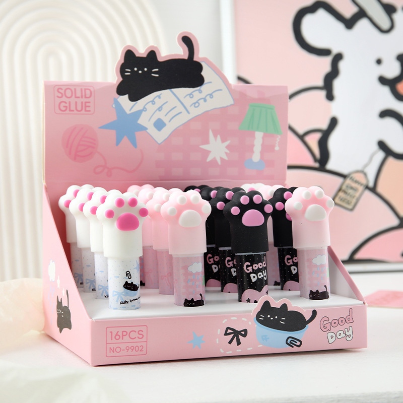 Cute Cat Claw Solid Glue Student DIY Solid Glue Rotating Glue Paste White Pva Glue Stick Learning Stationery