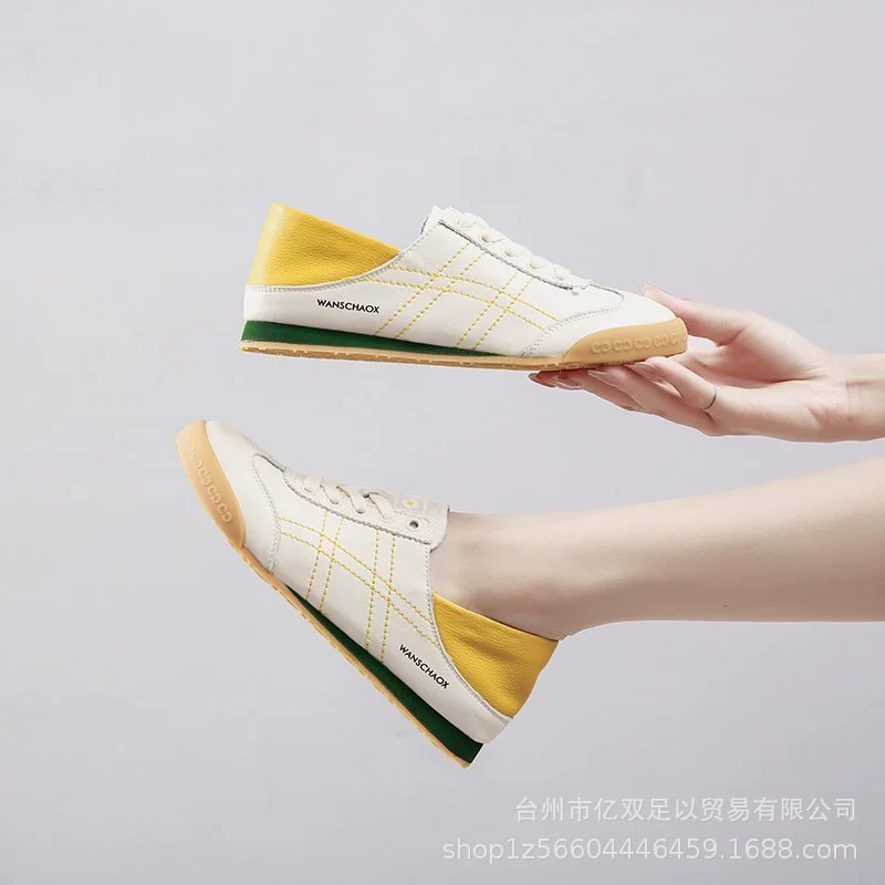 Мягкая подошва Forrest Gump из мягкой кожи, белые туфли из двух носков, Женская Новая удобная женская обувь с мягкой подошвой 2021, летние одиночные туфли с мелким ртом