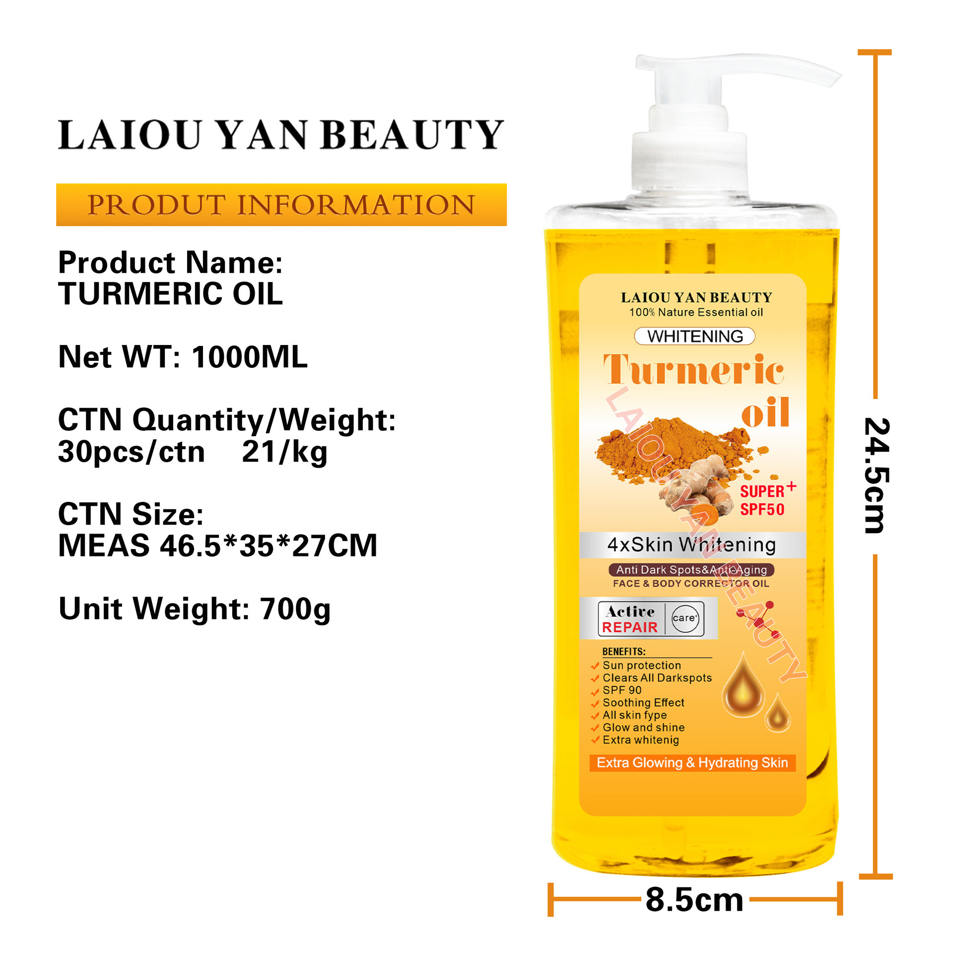 国境を越えたターメリックエッセンシャルオイル、顔の保湿エッセンシャルオイル、全身マッサージオイル、温熱経絡マッサージ、外国貿易卸売