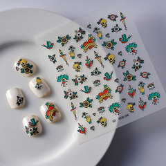 復古風浮雕美甲貼紙花朵套裝指甲貼紙手機殼貼甲片貼自帶背膠防水