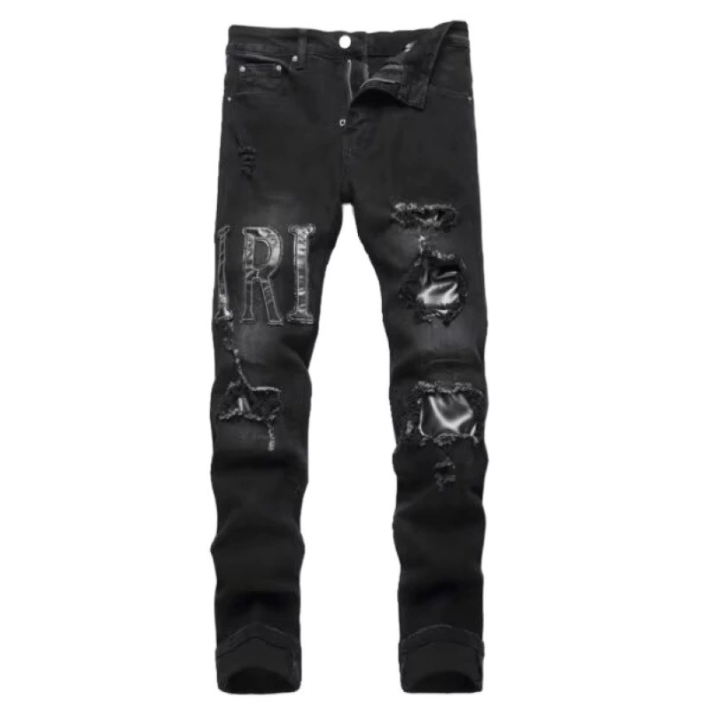 Джинсы, эластичные брюки, корейский стиль, с вышивкой, slim fit