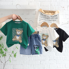 2023 new summer suits for boys and girls, summer clothes for small and medium-sized children's clothes, trendy and stylish sports children's two-piece sets