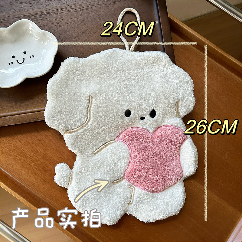 Love puppy hand towel, hanging lint-free, super absorbent kitchen supplies, children's square towel, hand towel