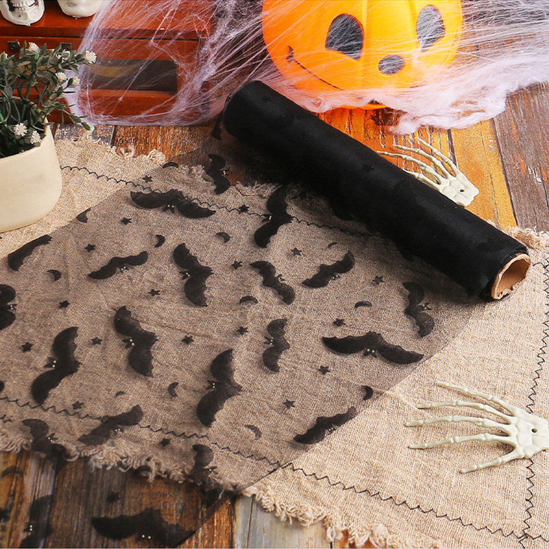 ハロウィンメッシュアマゾンバットスパイダーウェブロールプレースマットハロウィンパーティーバットテーブルデコレーションメッシュテーブルフラグ|undefined