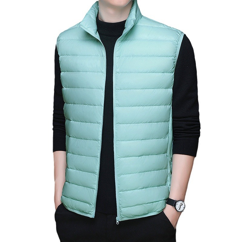 [Recomendación de Cui Wanzhi-Nuevo estándar nacional] pareja de chaleco de pluma ligero y delgado cuello vertical de tendencia de camisas de moda para hombres y mujeres