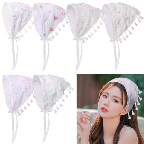 Factory direct wholesale European and American style hair accessories, pastoral style fresh and simple triangular headscarf hair tie netting headband