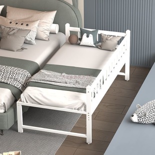 Wrought Iron Adjustable Splicing Children's Bed with Guardrails, Small Bed, Baby's Widened Large Bedside, Seamless Connection for Adults to Sleep on
