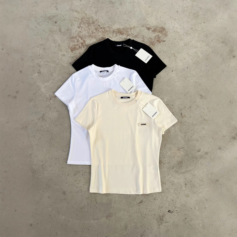 2026 European and American Trendy Brand Jac Women's T-Shirt Short-Sleeved Top Solid Color Patch Letter Pattern Factory Direct Sale 2026 European and American Trendy Brand Jac Women's T-Shirt Short-Sleeved Top Solid Color Patch Letter Pattern Factory Direct Sale