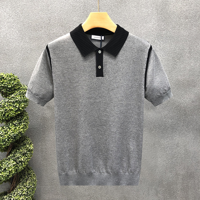 Polo camiseta de punto camiseta de manga corta camiseta de hombre paul línea tridimensional viejo qianfeng verano fábrica transfronteriza al por mayor