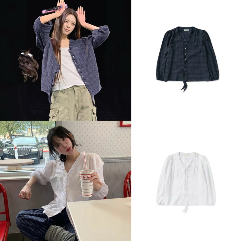 Currently available is the same style lace shirt as Shin Seuna, a Korean withoutsummer* vintage ruffle plaid top