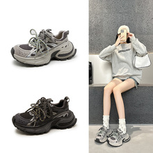 增高复古厚底老爹鞋ins潮女2025新款网面透气百搭休闲运动鞋女